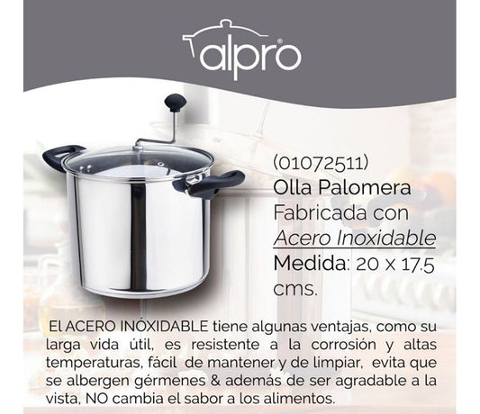 Olla Palomera Acero Inoxidable 5.5lt