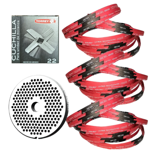 Kit Carnicero Incluye: 1. Cedazo 22 3/16  + 1. Navaja NLV22 + 15 Cintas Torrey 116