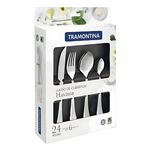 Juego De Cubiertos Tramontina Havana 24 Piezas Color Plateado