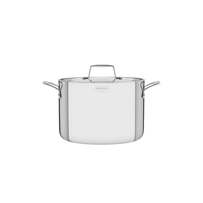 Olla Alta Tramontina Grano de acero inoxidable cuerpo triple con tapa y asas 24 cm 7,7 L
