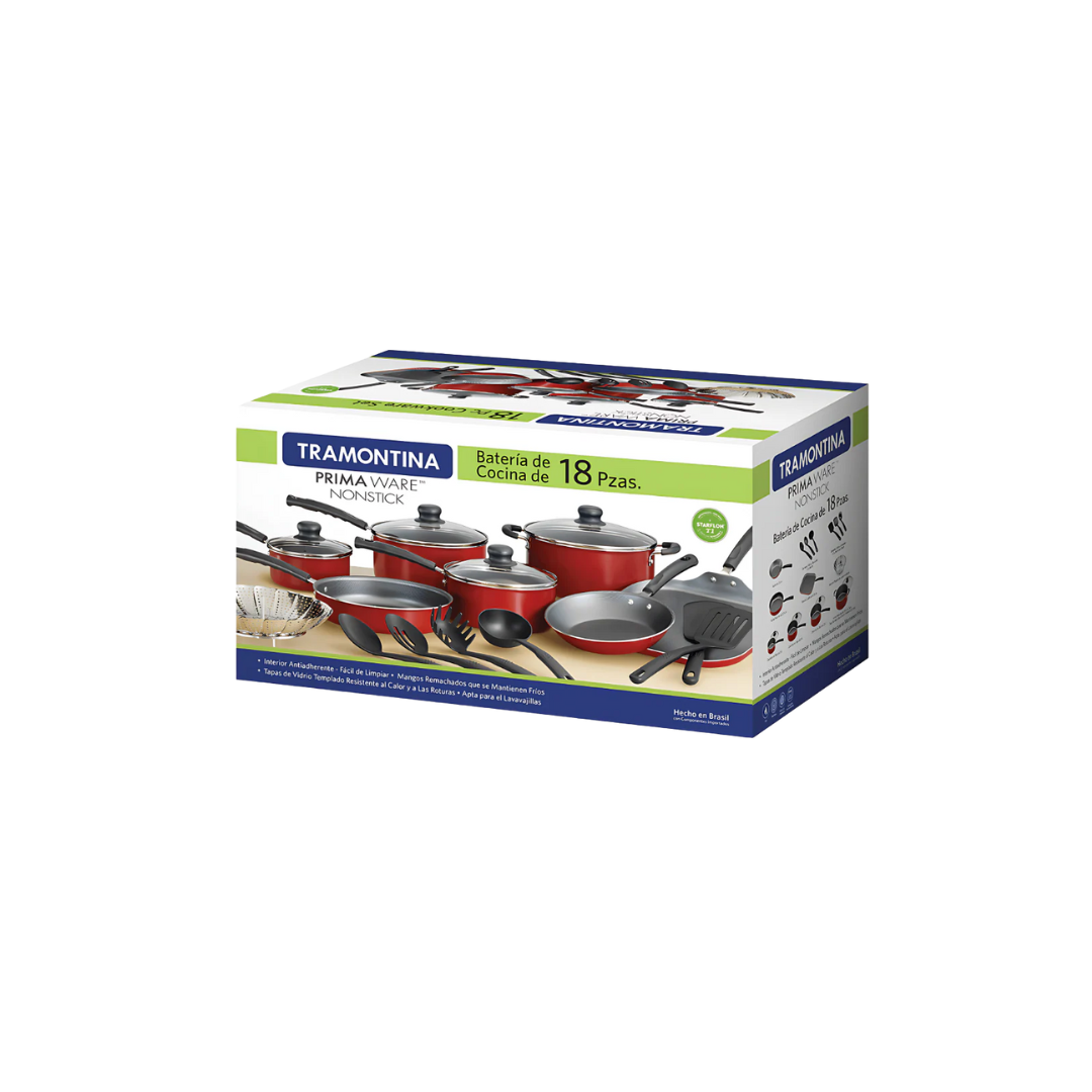 Batería de Cocina Primaware Color rojo 18 piezas Tramontina