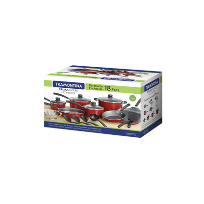 Batería de Cocina Primaware Color rojo 18 piezas Tramontina