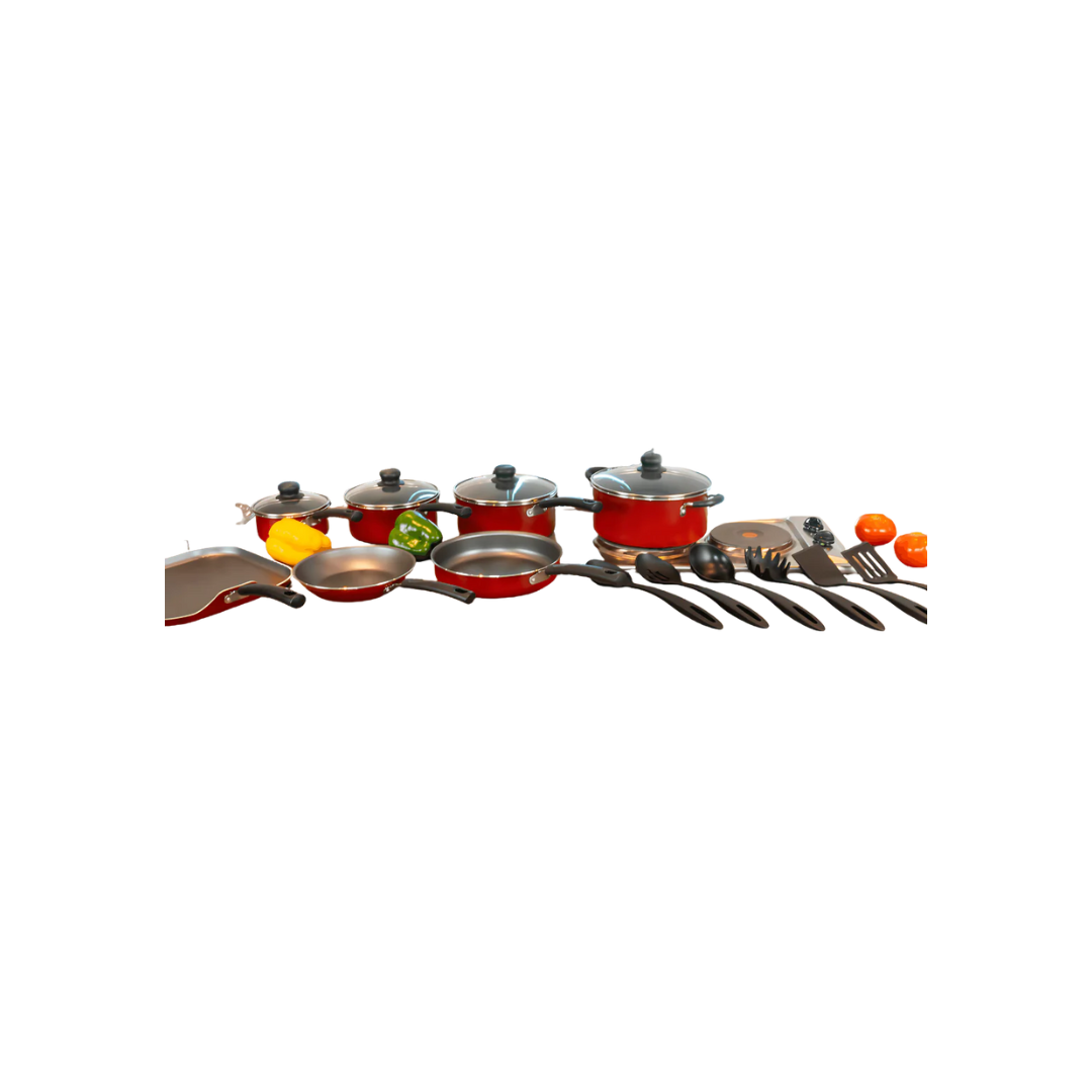 Batería de Cocina Primaware Color rojo 18 piezas Tramontina