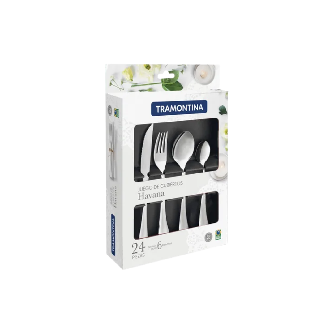 Juego De Cubiertos Tramontina Havana 24 Piezas Color Plateado