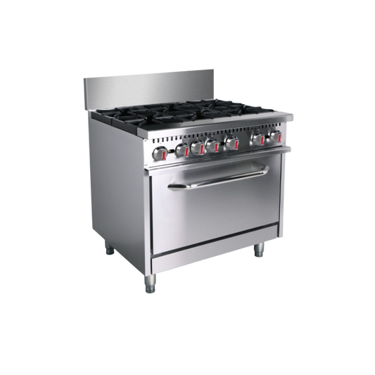 Estufa a gas 6 quemadores con horno EST-6QHG