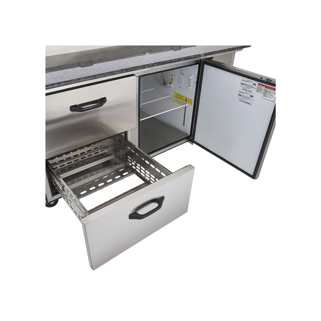 Mesa Fría Para Preparación De Alimentos De 1 Puerta + 2 Cajones