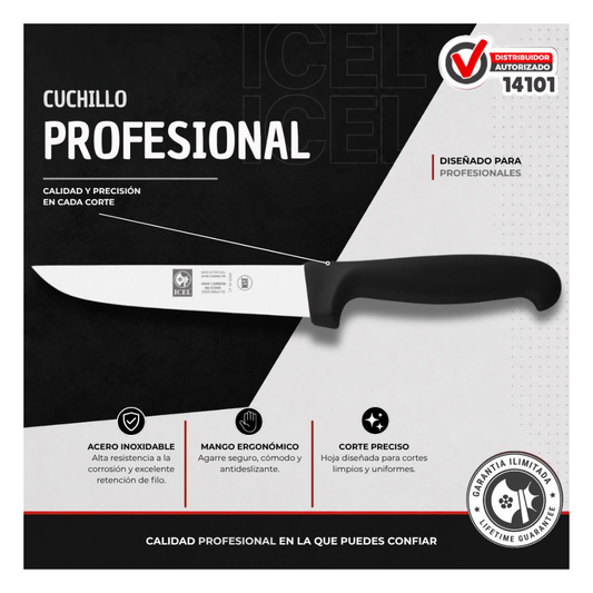 Cuchillo 6" Recto Cacha Negra