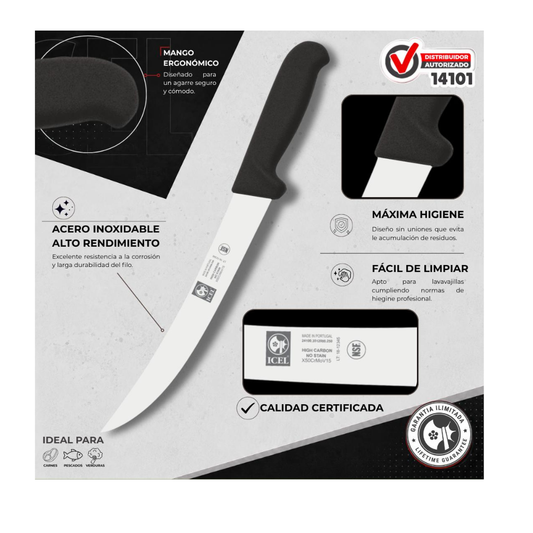 Cuchillo 10" Curvo Cacha Negra