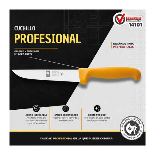 Cuchillo 6” Recto Cacha Amarilla
