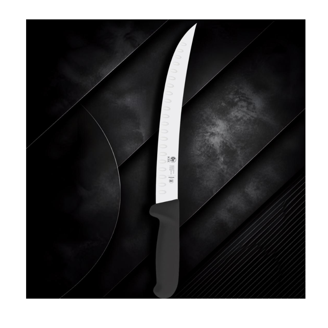 Cuchillo Bistecero Troquelado 10” Curvo Mango Negro