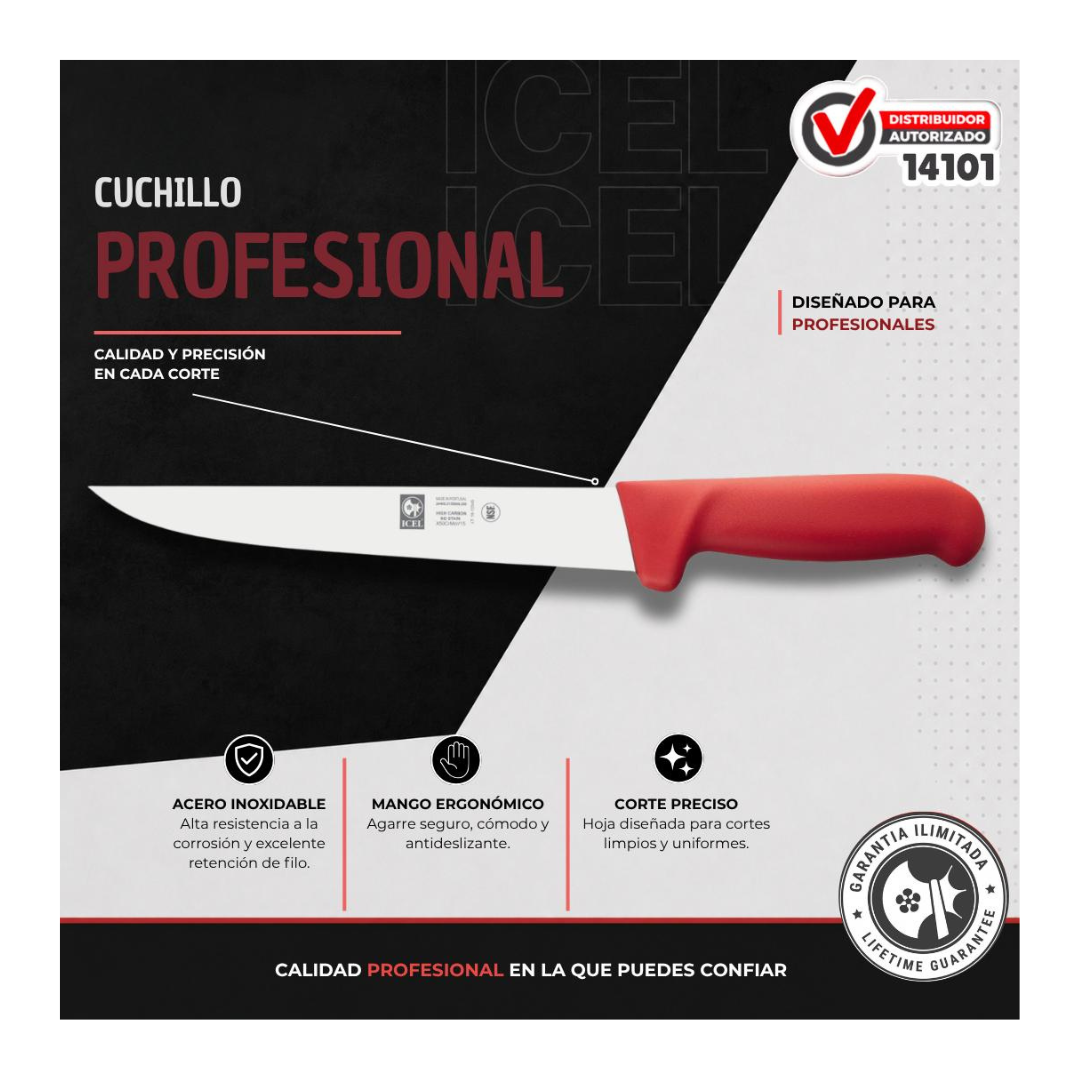 Cuchillo Recto 7” Mango Rojo