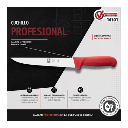 Cuchillo Recto 7” Mango Rojo