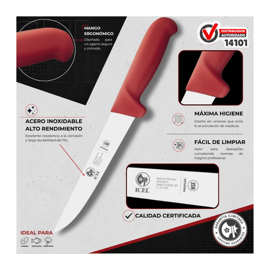 Cuchillo Recto 7” PROFLEX Mango Rojo
