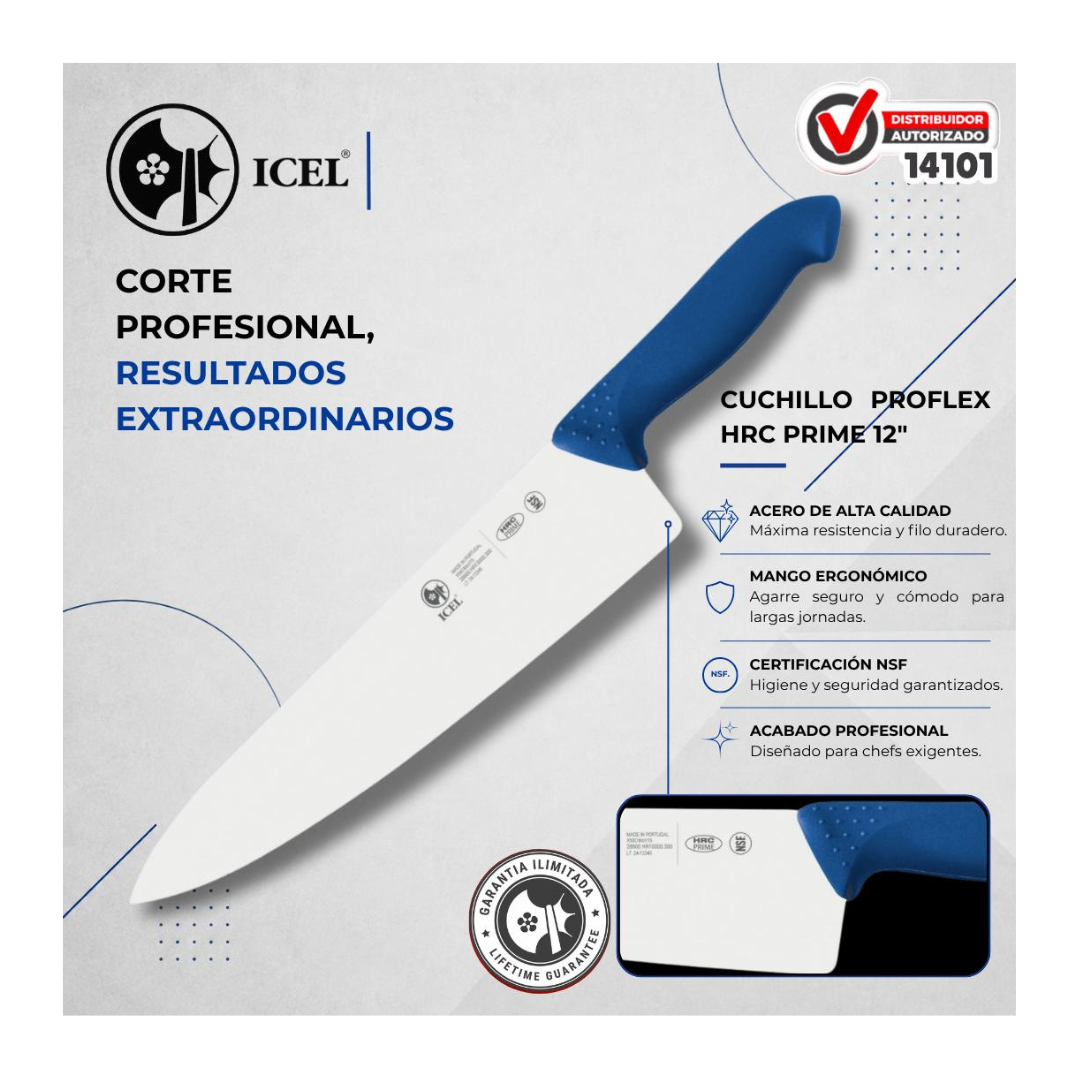 Cuchillo 12” Punta al Centro Cacha Azul PROFLEX HRC PRIME