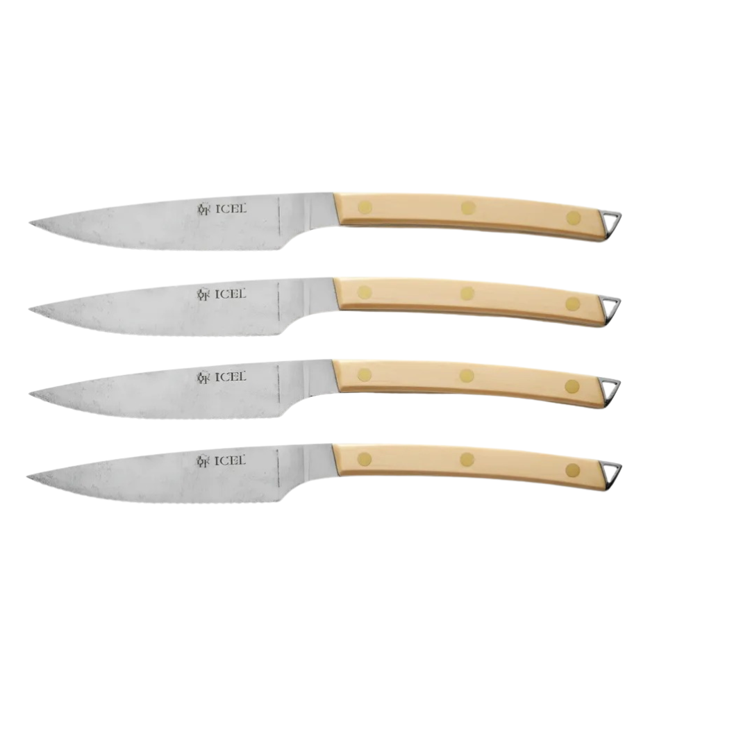 Set De Cuatro Cuchillos Para Carne 4 De Madera Icel