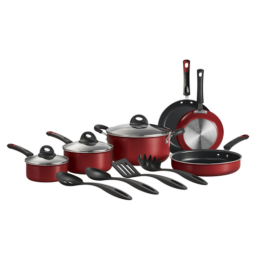 Batería de Cocina Tramontina Everyday en Aluminio con Revestimiento Interno con Antiadherente Starflon Max y Externo Siliconado Rojo 13 Piezas